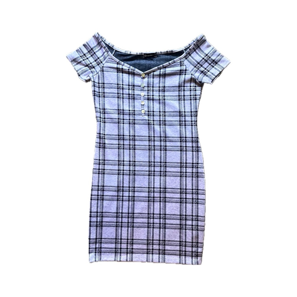 Popular21 Purple Plaid Mini Dress